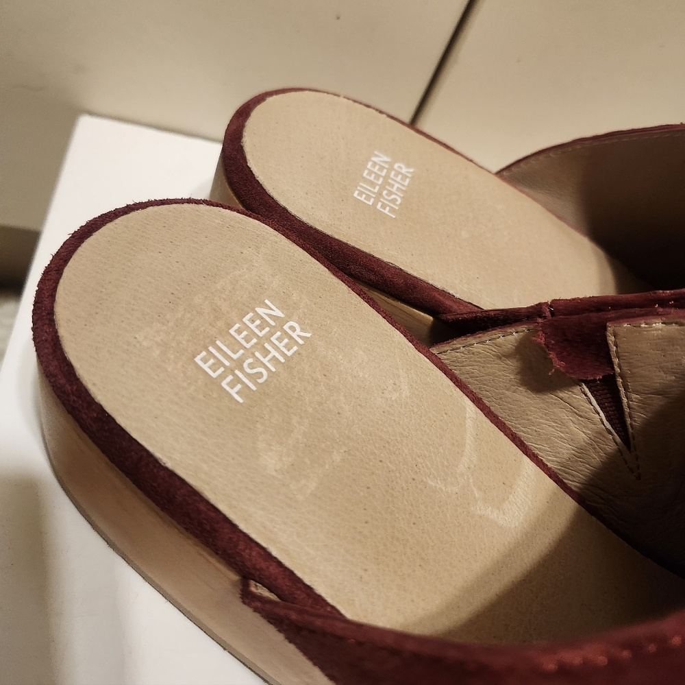 NEW Eileen Fisher "SAVANA" Suede Wood Heel Slip-On Platform Clogs Sz.10 Ret.$250 - Picture 5 of 9